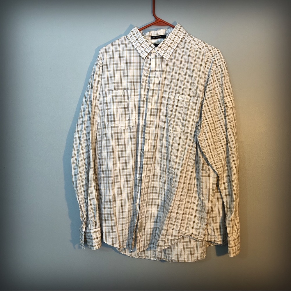 Sean John L original fit gold striped button up